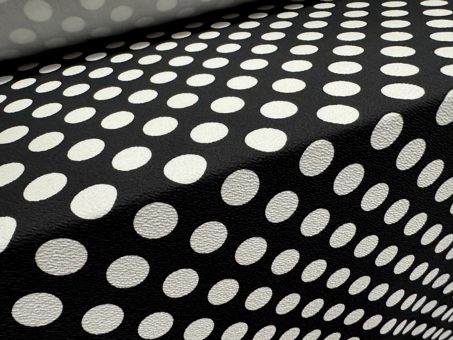 Scuba textured ‘Liverpool’ stretch spandex jersey fabric, per metre - polka dot print - black & white