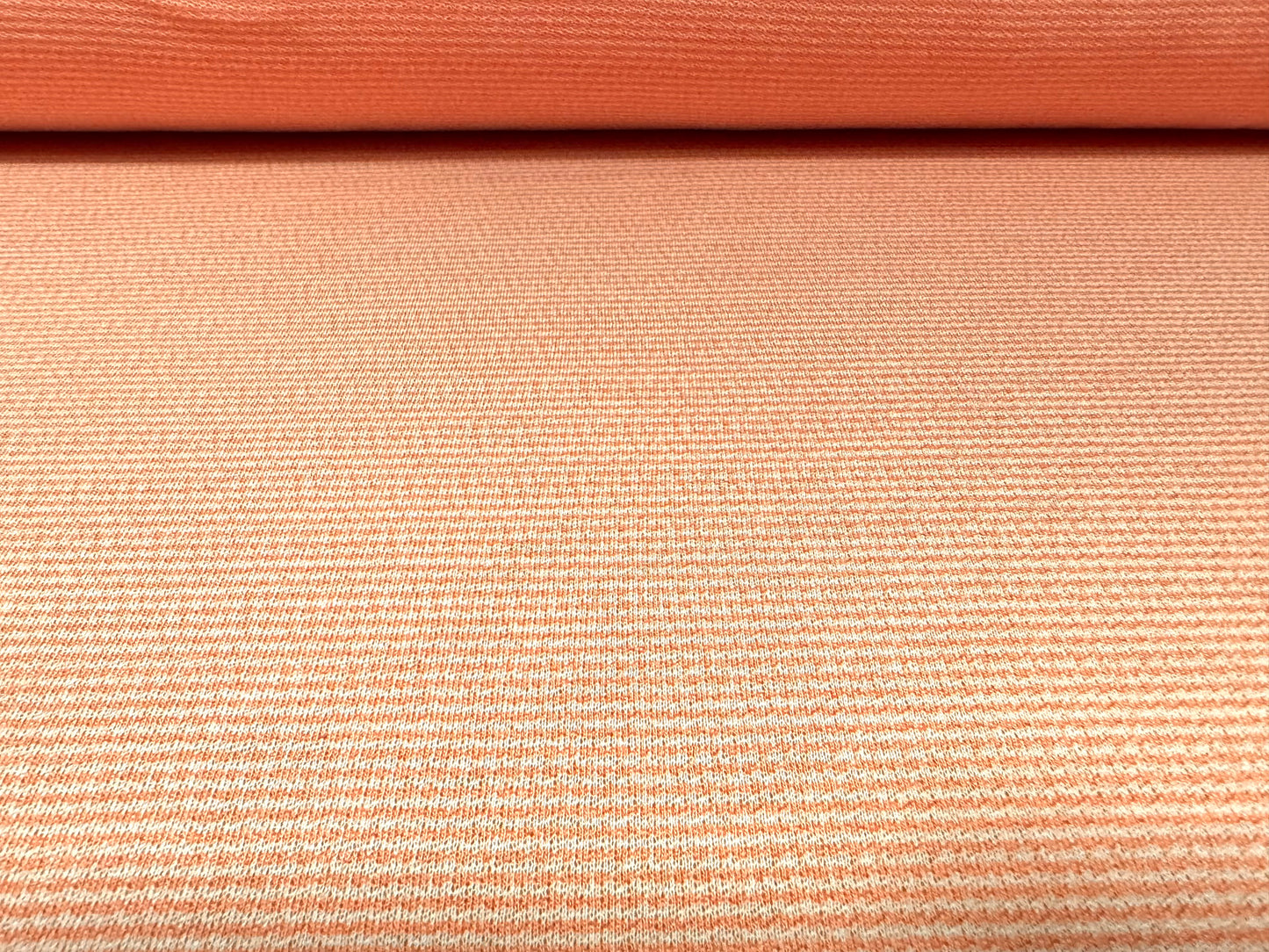 Textured stretch single jersey fabric, per metre - pinstripe - coral