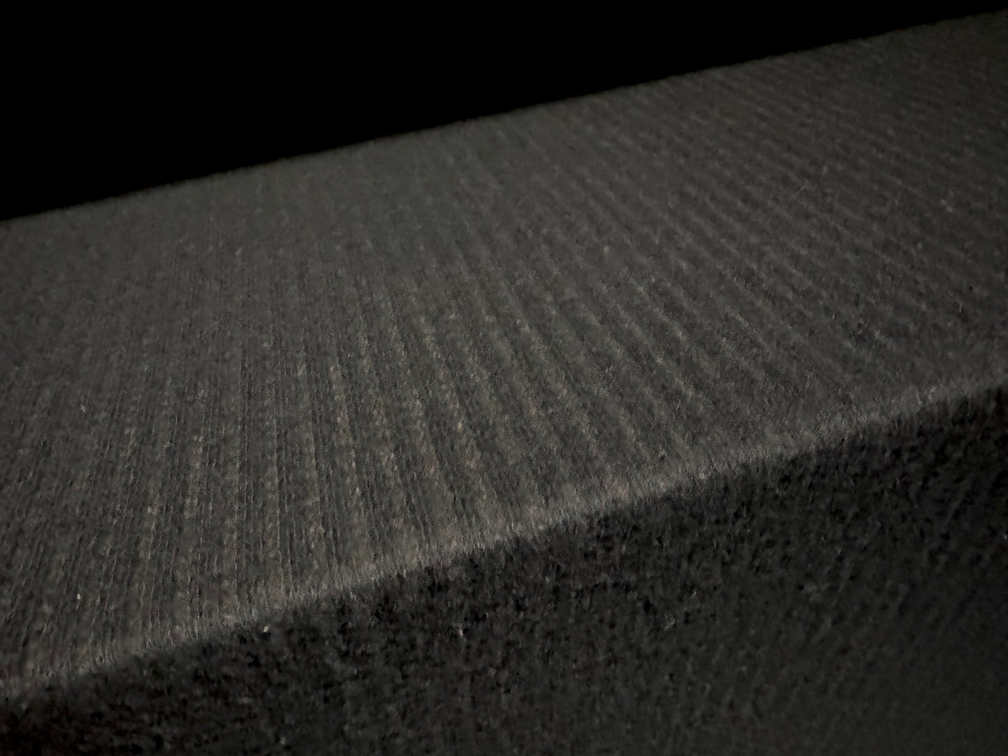 Soft knitwear jersey fabric with needle-out stripe, per metre - black