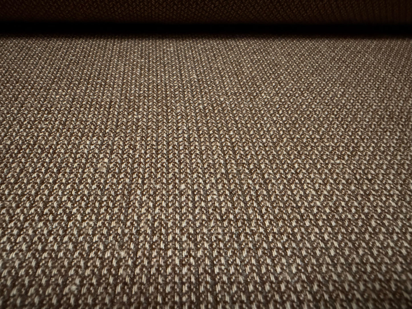 Wool hopsack fabric, per metre - birdseye - brown