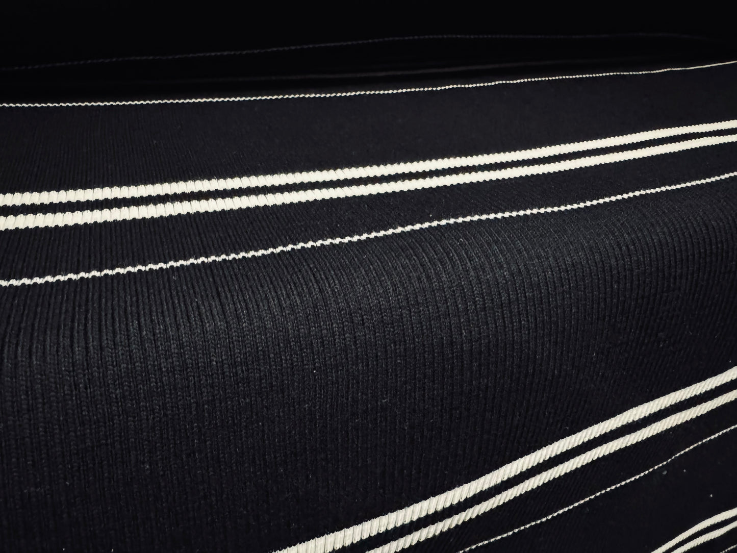 Heavyweight ribbed fabric for collars and cuffs, per metre - stripe - black & white