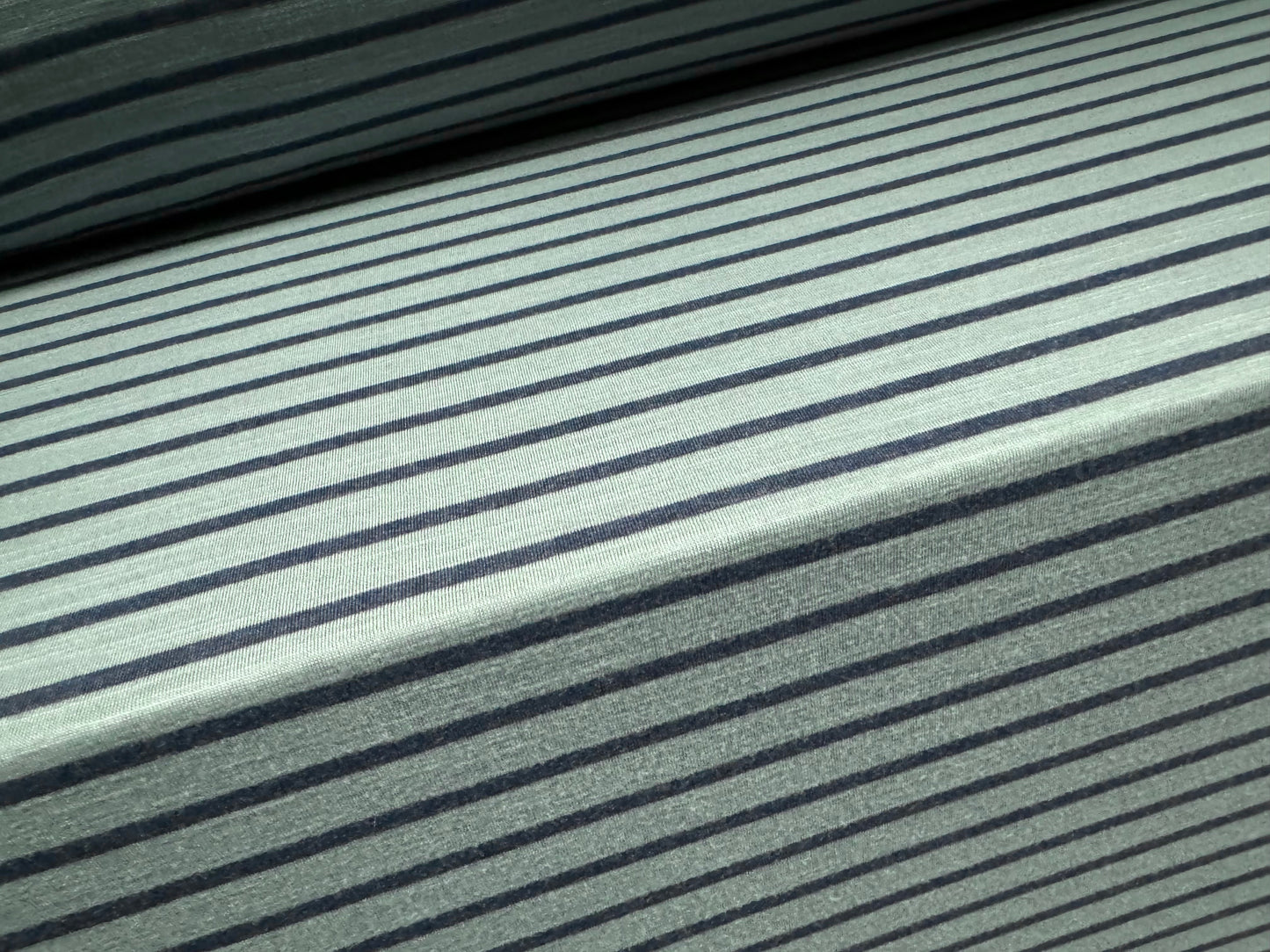 Soft handle slub single jersey fabric, per metre - stripe - duck egg & denim blue