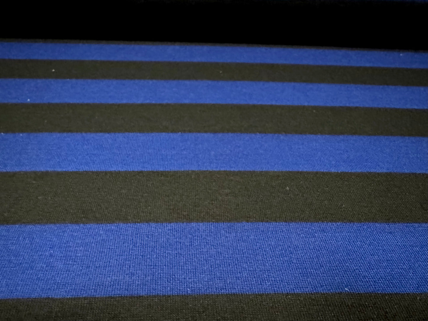 Viscose blend single jersey fabric, per metre - awning stripe - Royal blue & black
