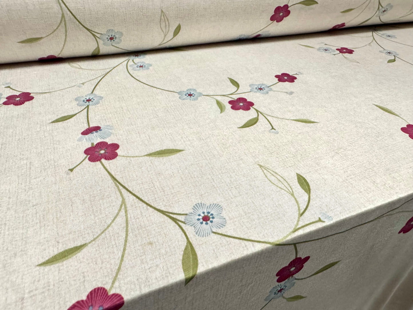 Soft touch stretch spandex single jersey fabric, per metre - flower print - parchment