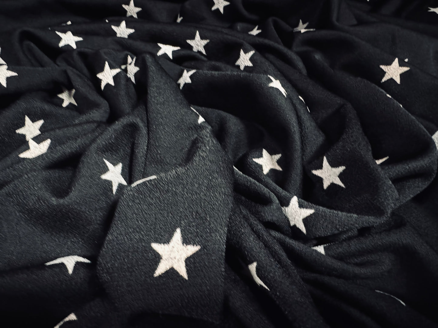 Valentino crepe stretch spandex jersey fabric - per metre - stars print - black & white