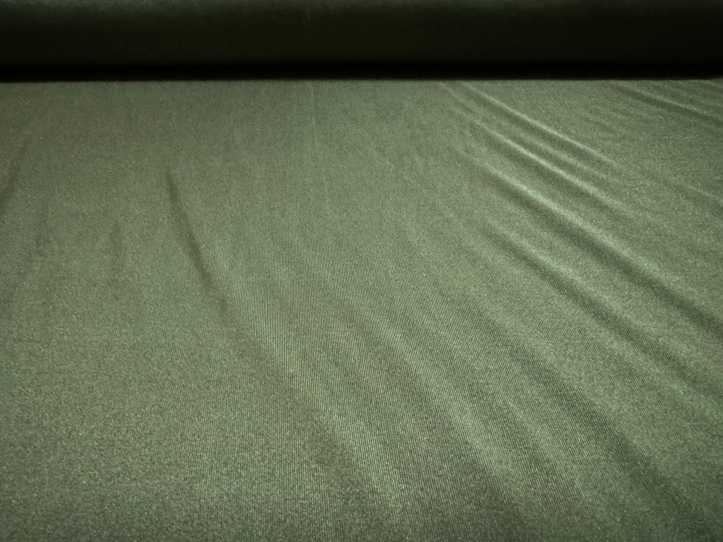 Disco shimmer stretch spandex jersey fabric, per metre - plain - khaki green