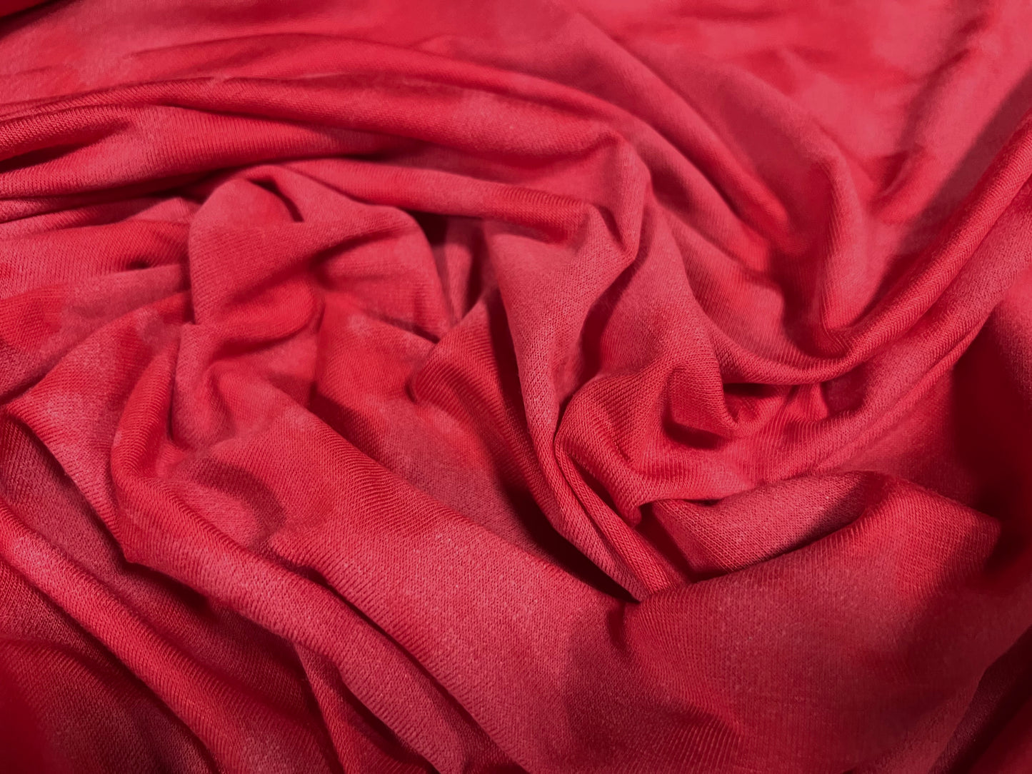 Viscose spandex stretch single jersey fabric, per metre - tie dye print - red
