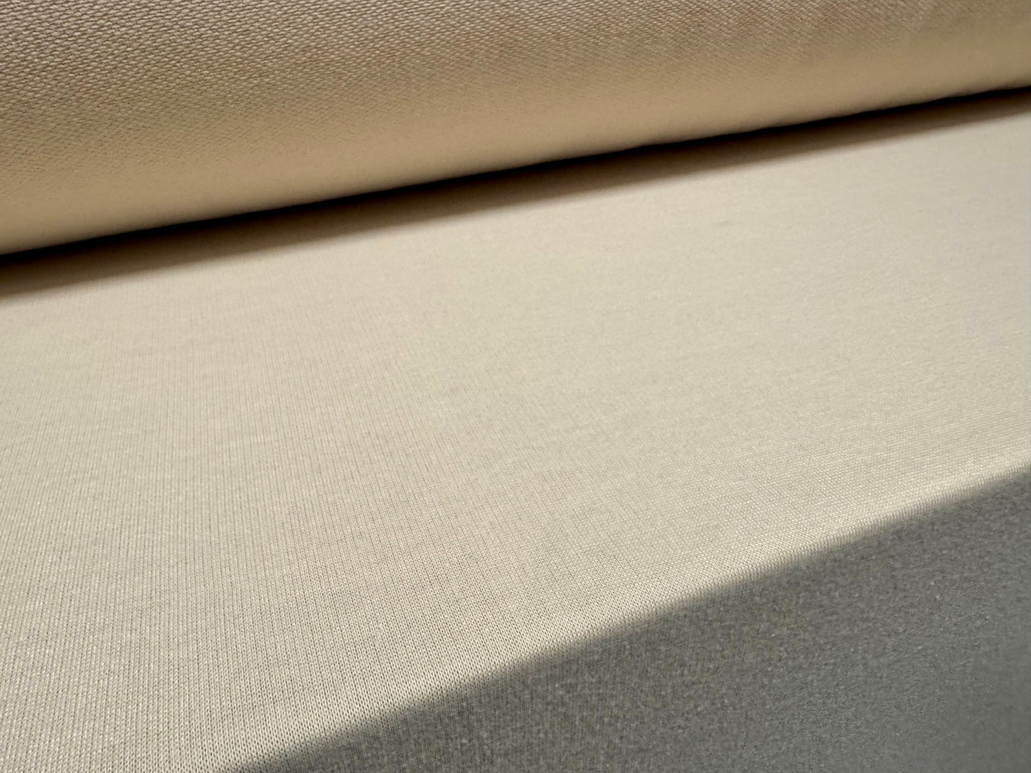Stretch French Terry loopback jersey fabric, per metre - plain - cream