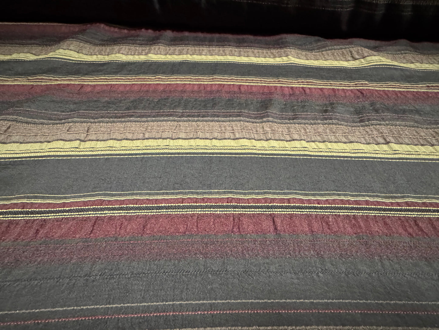 Taffeta fabric - ruched stripe, per metre - burgundy & black