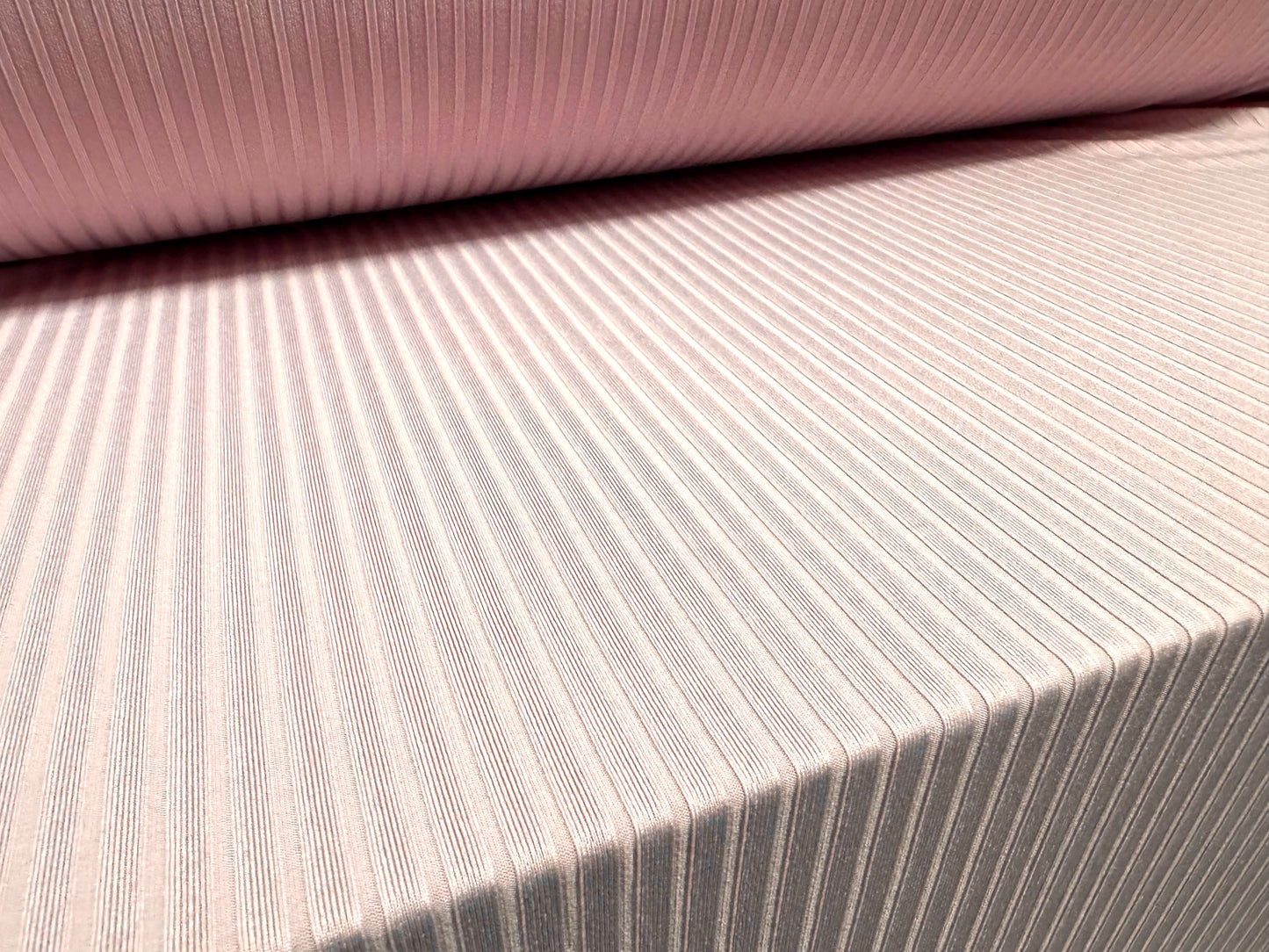 Stretch spandex rib jersey fabric, per metre - plain - pale rose pink