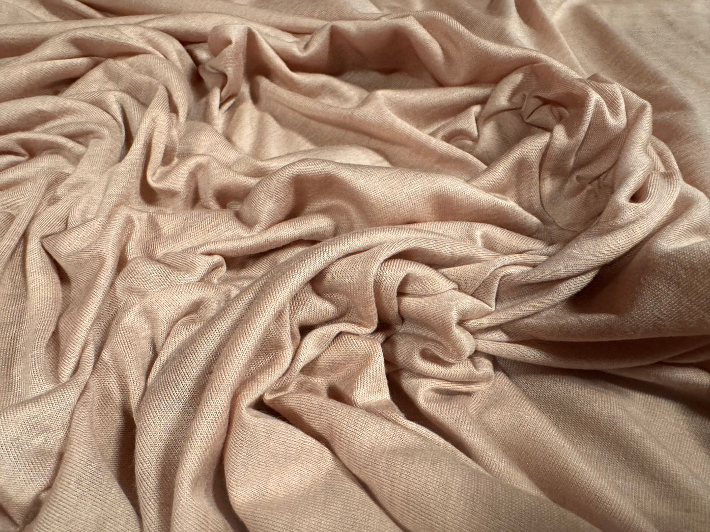Lightweight viscose single jersey fabric, per metre - plain - nude pink