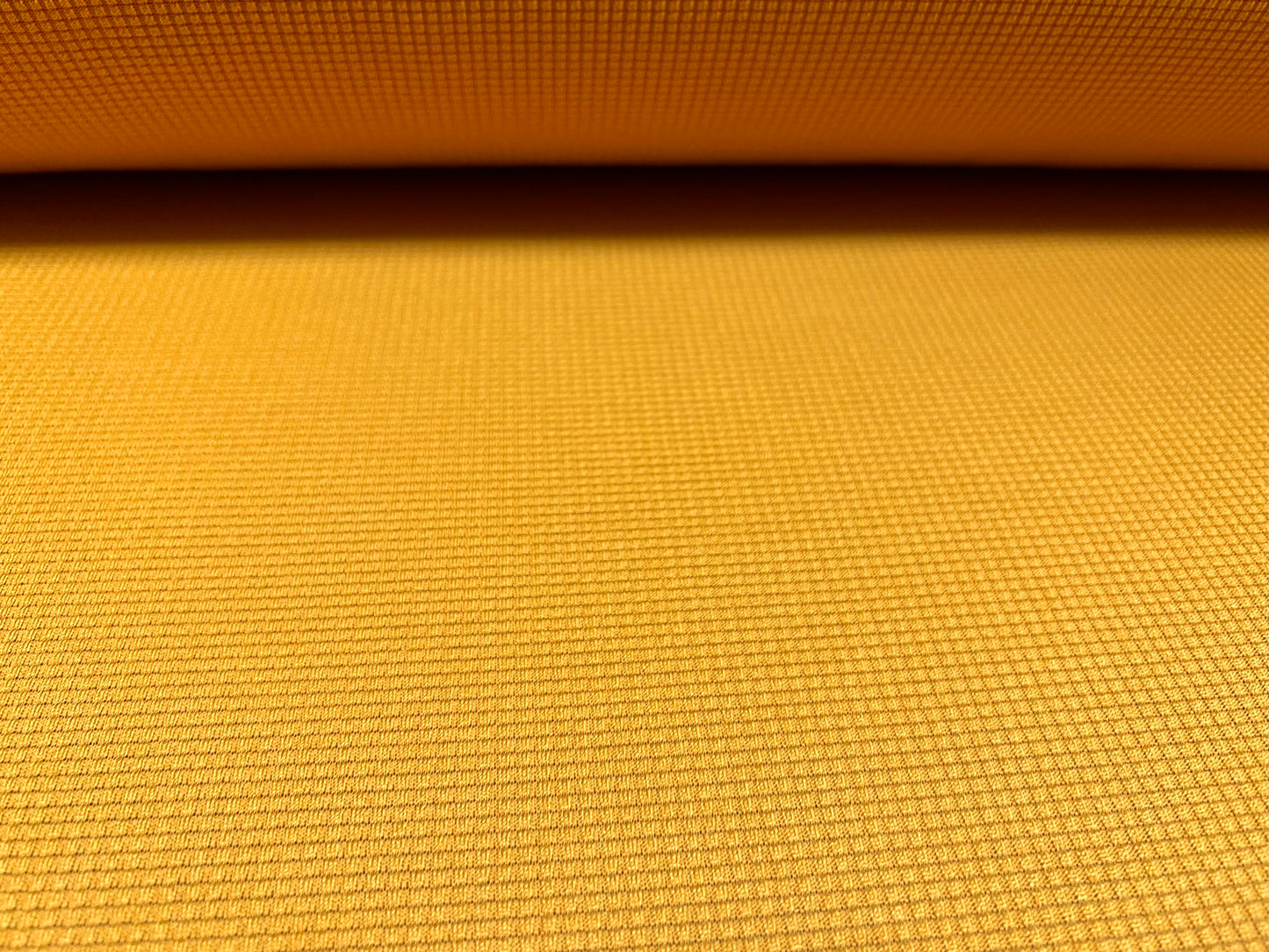 Waffle stretch spandex jersey bodycon fabric, per metre - plain - mustard