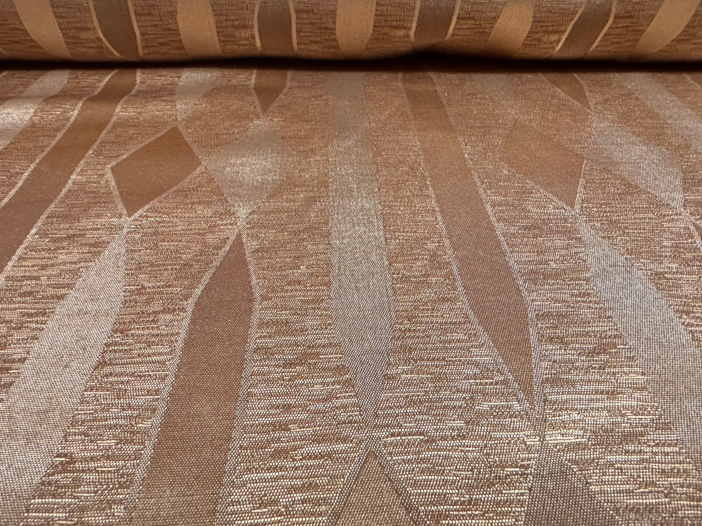 Sateen woven fabric, per metre - Art Deco jacquard - nude