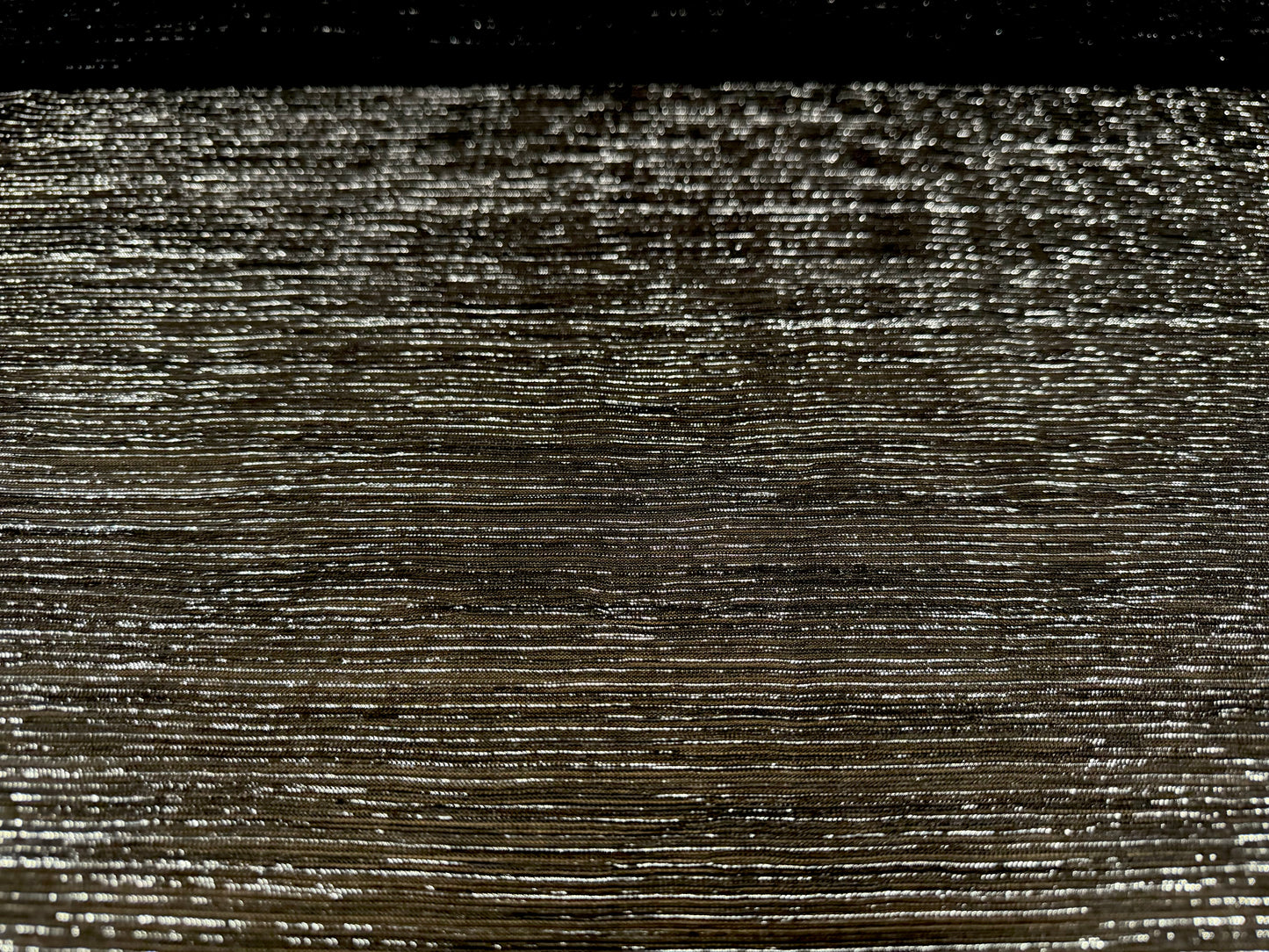 Moonlight shimmer metallic stretch plissé mesh net fabric, per metre - black & silver lurex