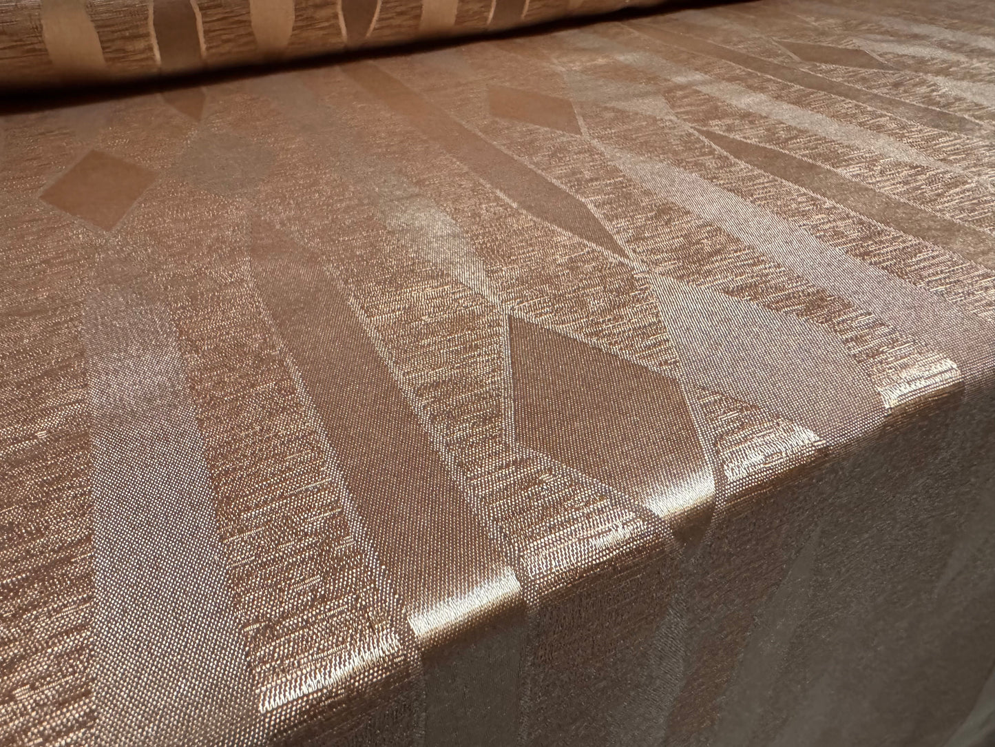 Sateen woven fabric, per metre - Art Deco jacquard - nude