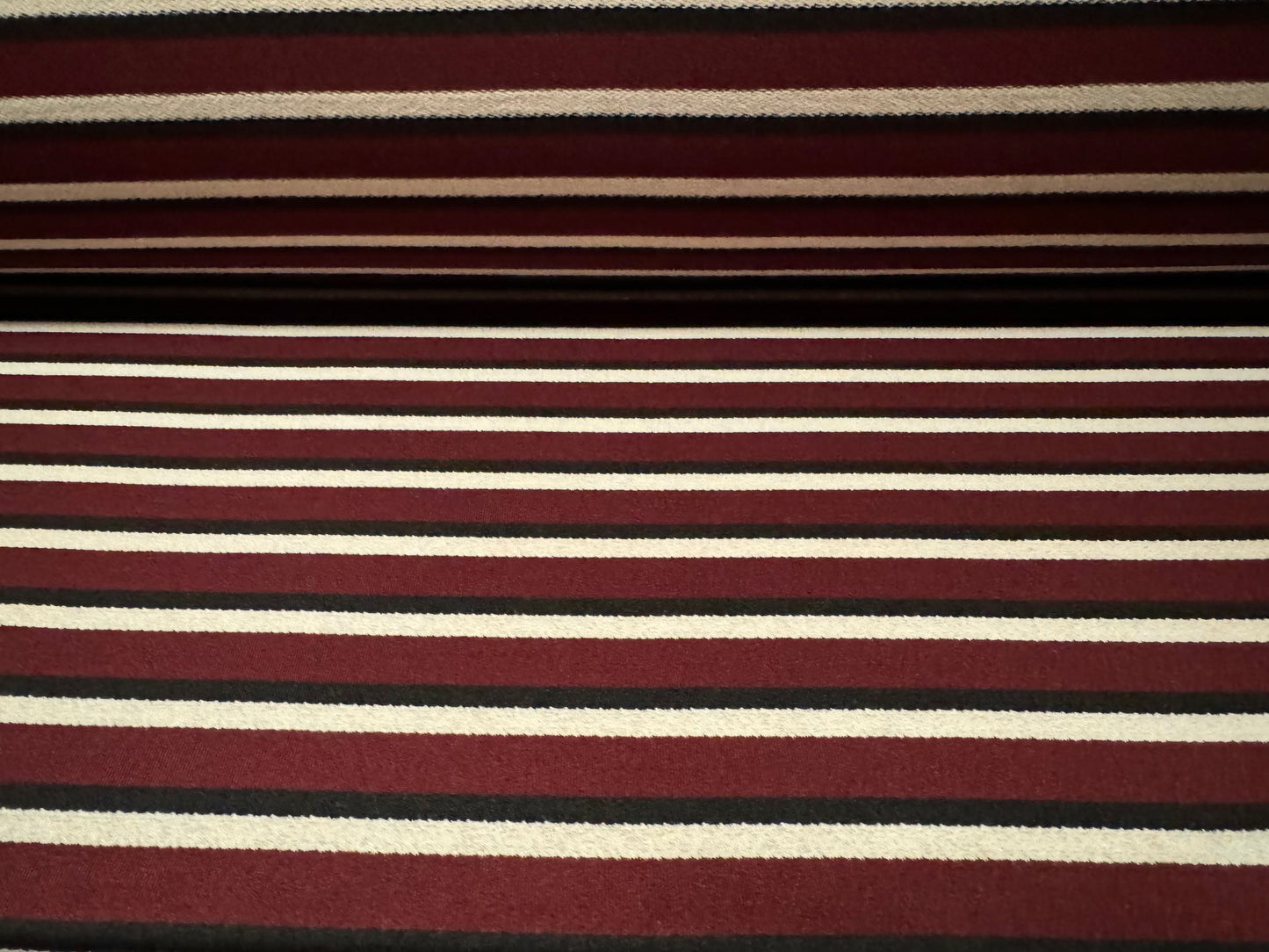 Stretch crepe jersey dress fabric, per metre - stripe - burgundy & cream