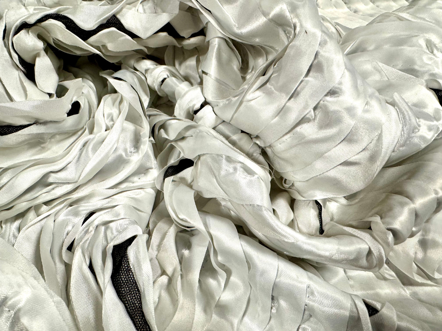 Couture dress fabric, per metre - taffeta ribbon appliqué - white