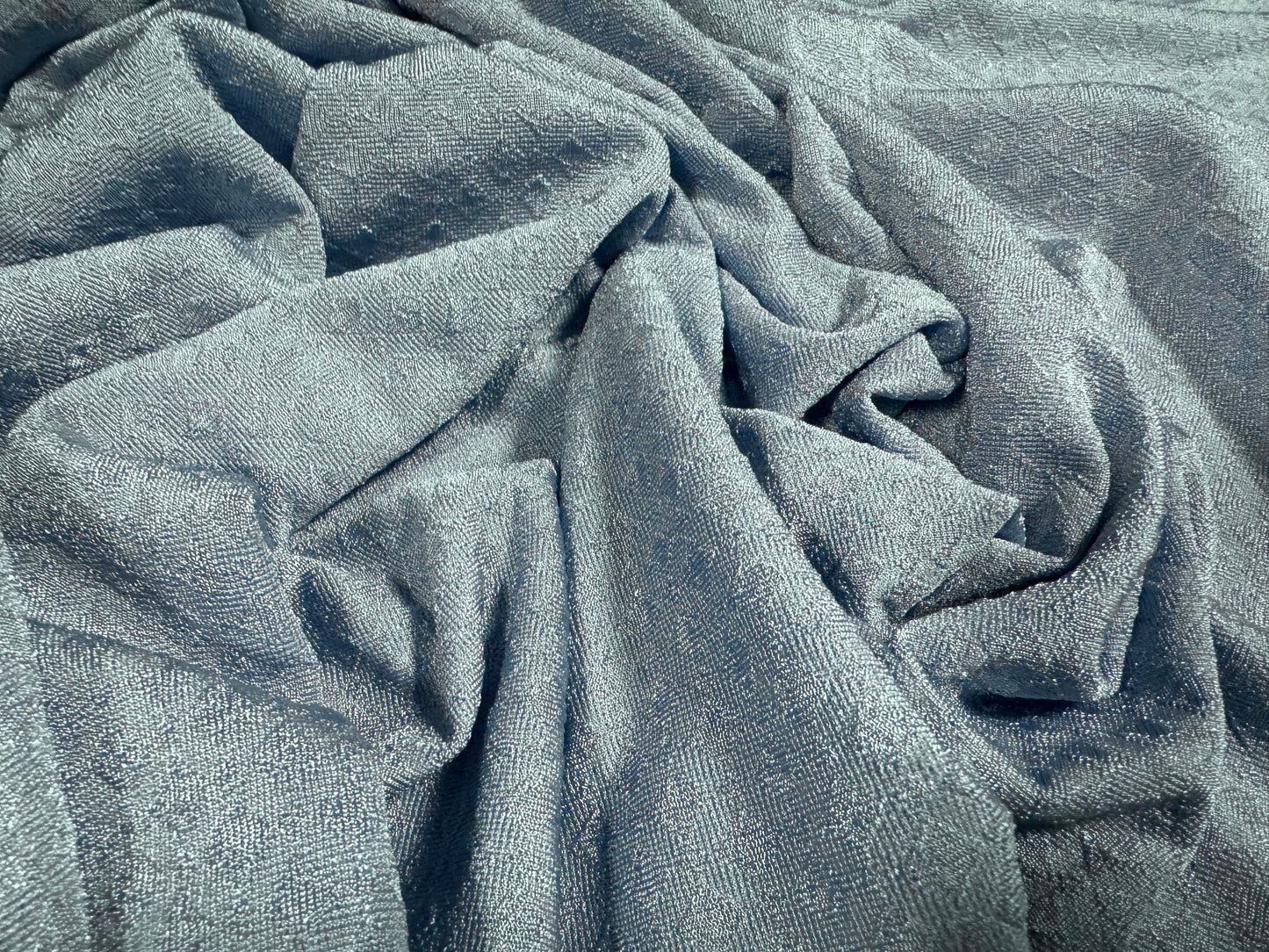 Stretch spandex jersey fabric, per metre - diamond jacquard - sky blue