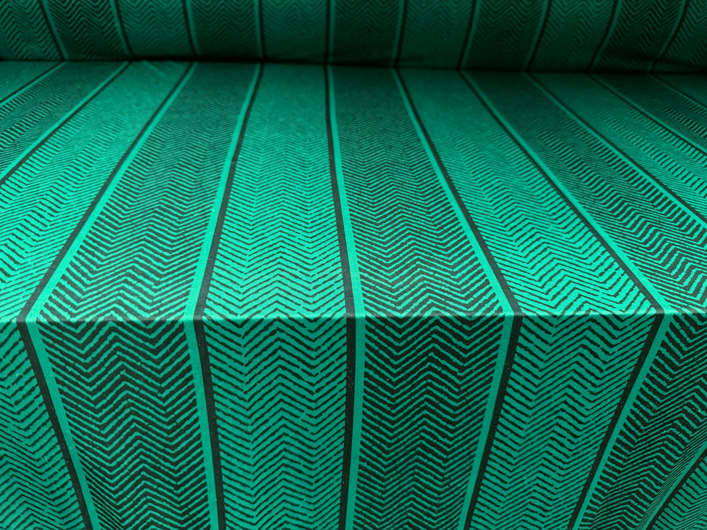 Soft touch stretch spandex single jersey fabric, per metre - jumbo herringbone print - emerald green