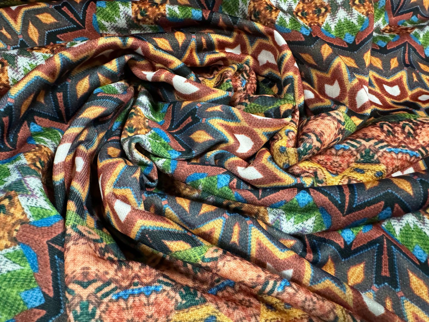 French Terry loopback sweatshirt jersey fabric, per metre - stylised tulip print - multicolour