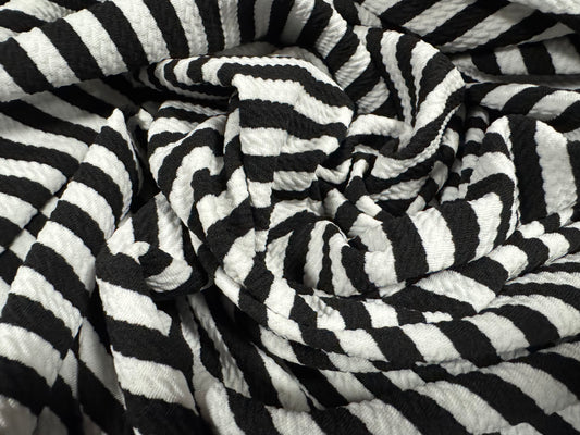 Stretch spandex double jersey knit fabric, per metre - stripe - black & white