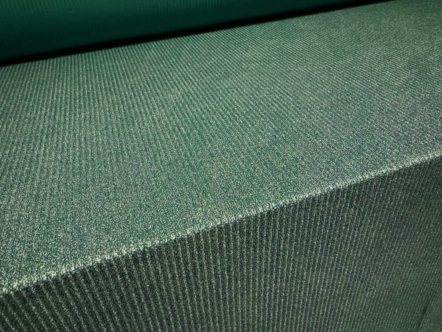 Metallic Spandex rib jersey fabric, per metre - kingfisher with silver sparkle finish