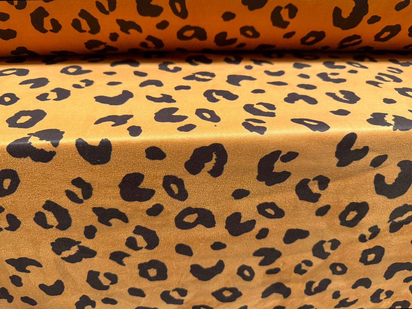 Scuba suede stretch spandex double jersey fabric, per metre - cheetah animal print - toffee