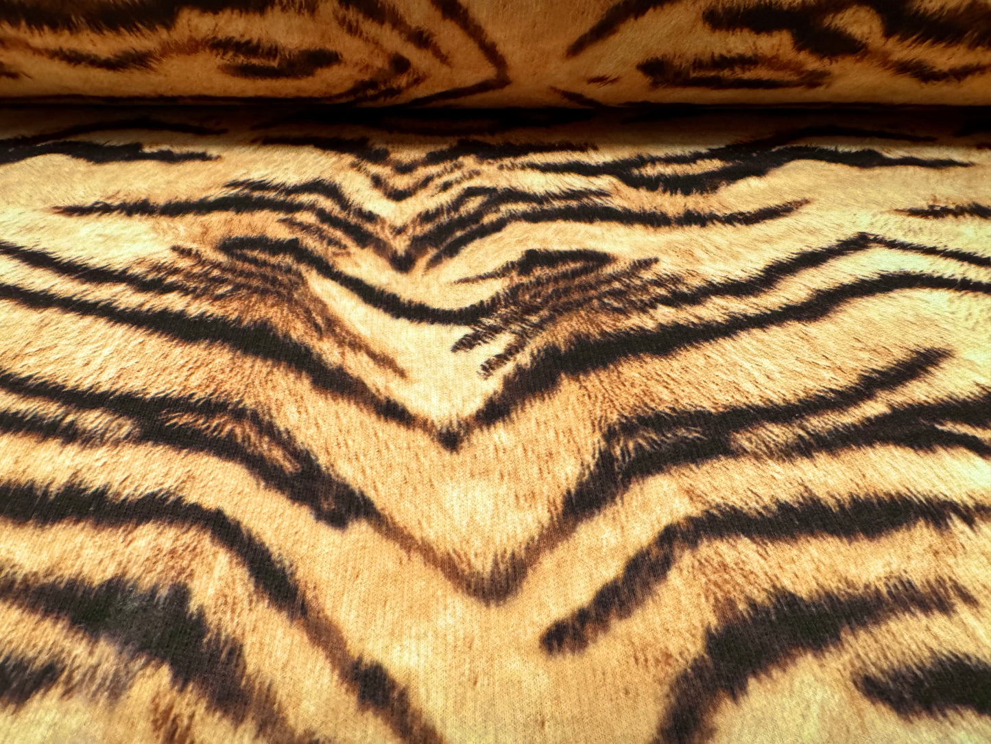 French Terry loopback sweatshirt jersey fabric, per metre - tiger print - gold