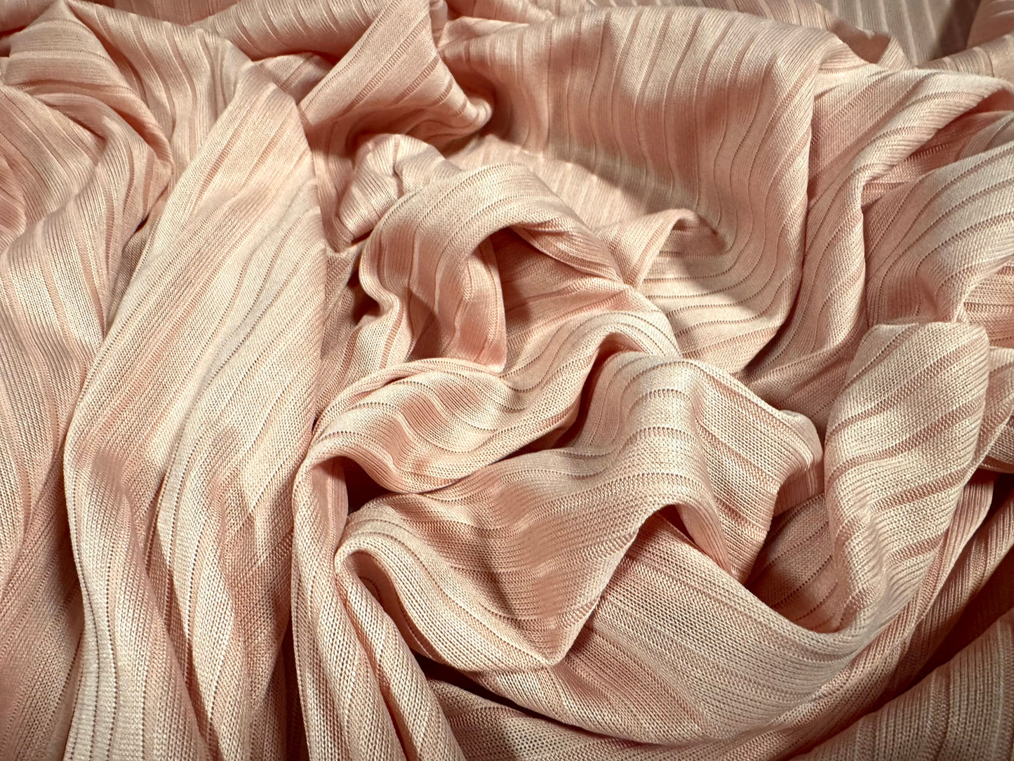 Stretch spandex rib jersey fabric, per metre - plain - pale pink
