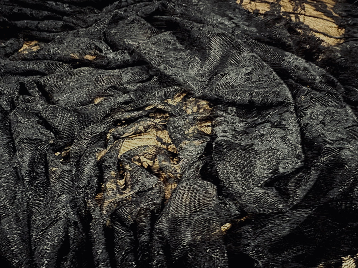 Stretch spandex lace mesh net fabric, per metre - floral pattern - black