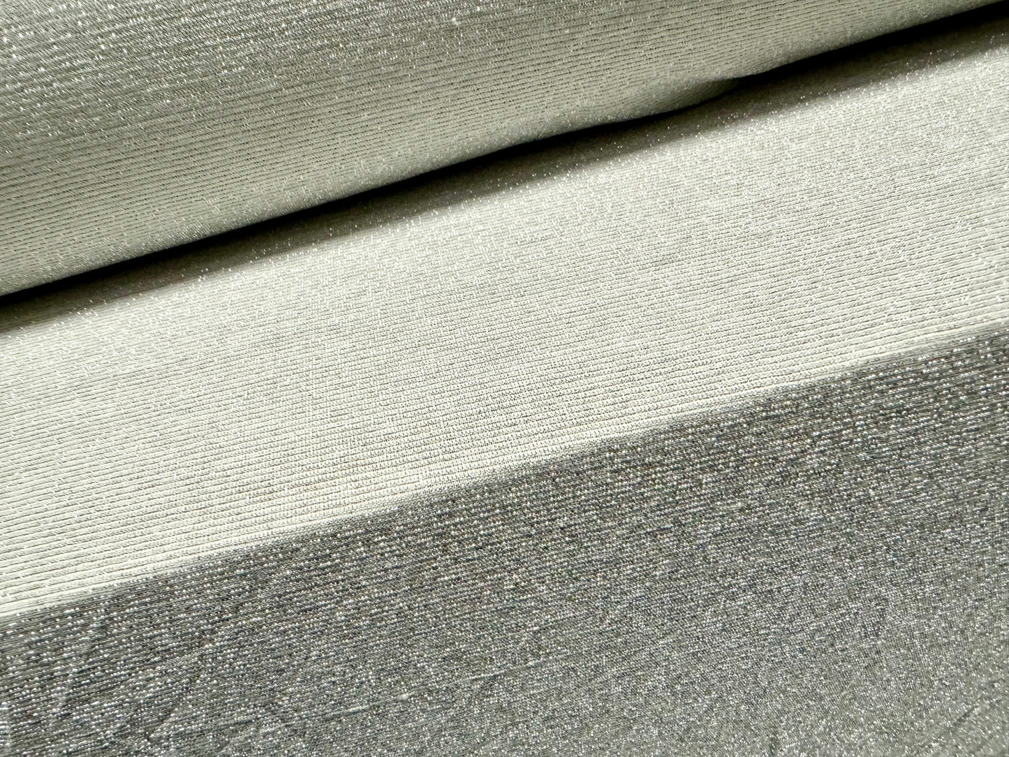 Metallic single jersey fashion fabric, per metre - lurex sparkle - off white & silver