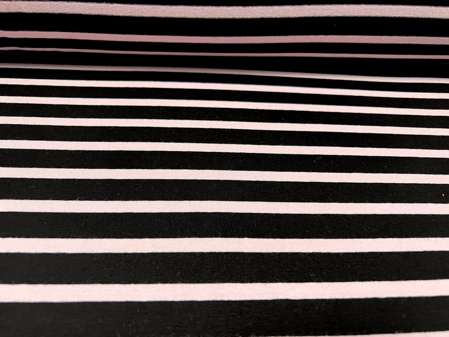 Viscose spandex stretch single jersey fabric, per metre - stripe - black & light pink