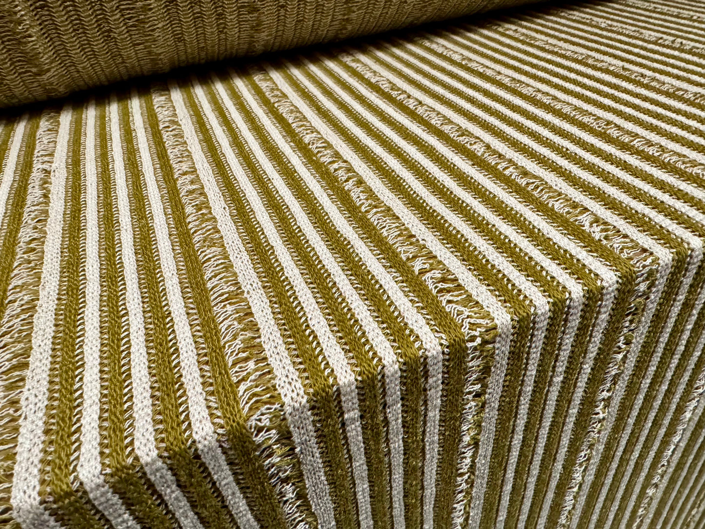 Knitwear jersey fabric, per metre - frayed stripe - olive