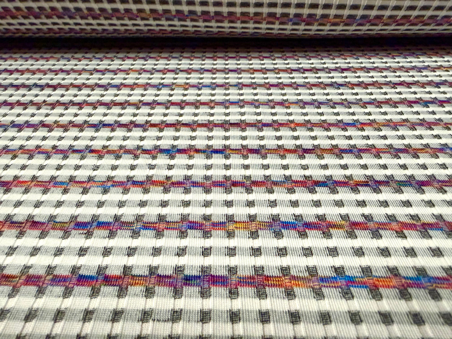 Stretch Spandex rib jersey fabric, per metre - rainbow stripe