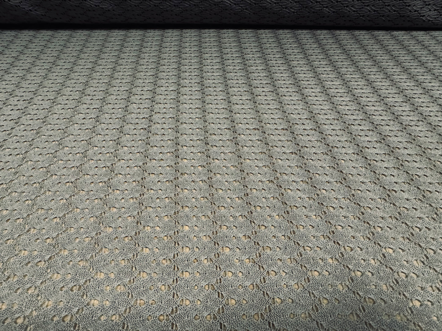 Crochet knit lace dress fabric, per metre - grey