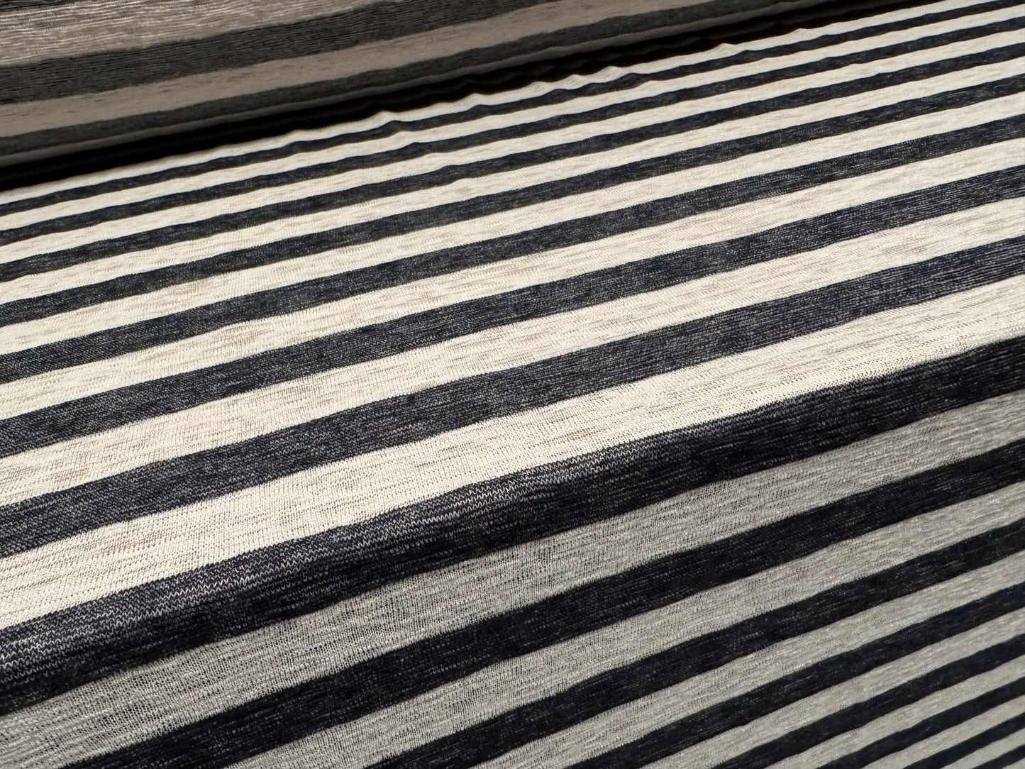 Melange knitwear jersey fabric, per metre - stripe - charcoal & cream