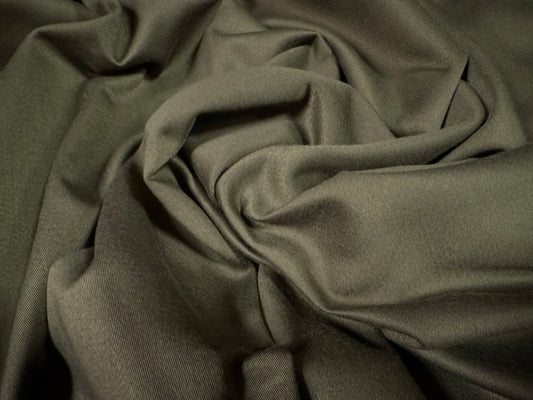 Sateen suiting fabric, per metre - plain - Olive Drab