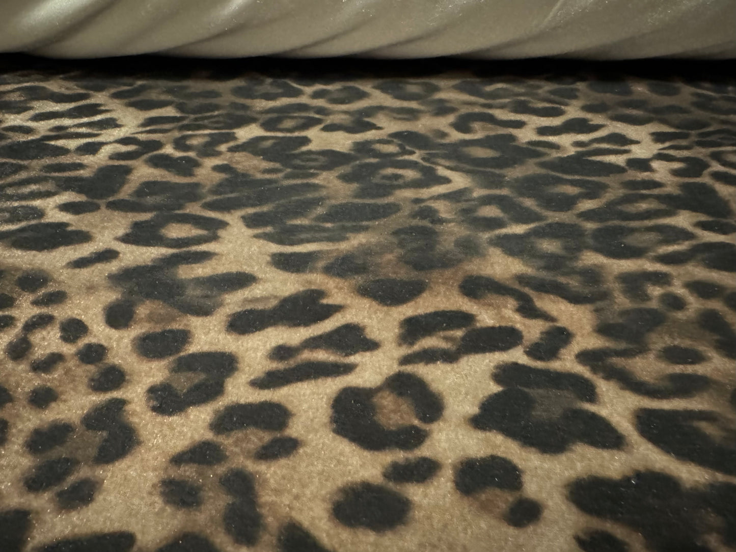 Spandex velvet stretch dress fabric, per mere - leopard print - taupe