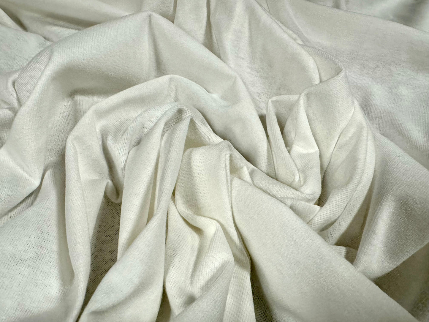 Cotton single jersey fabric, per metre - plain - winter white