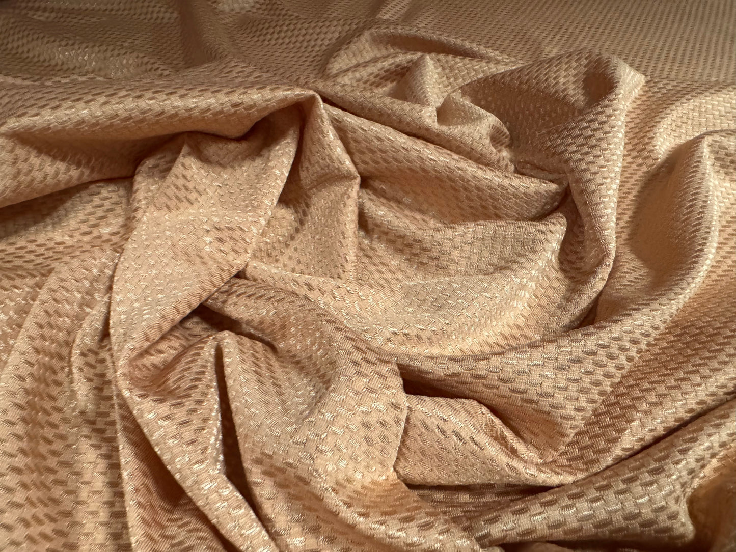 Stretch spandex fishnet satin jersey fabric, per metre - nude