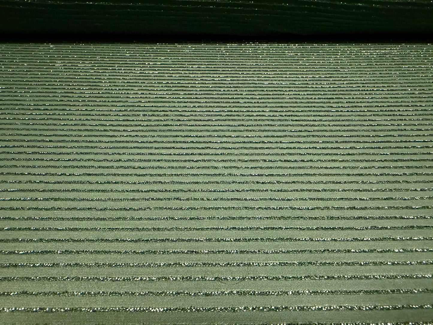 Metallic stretch jersey fabric, per metre - lurex pinstripe - seafoam green