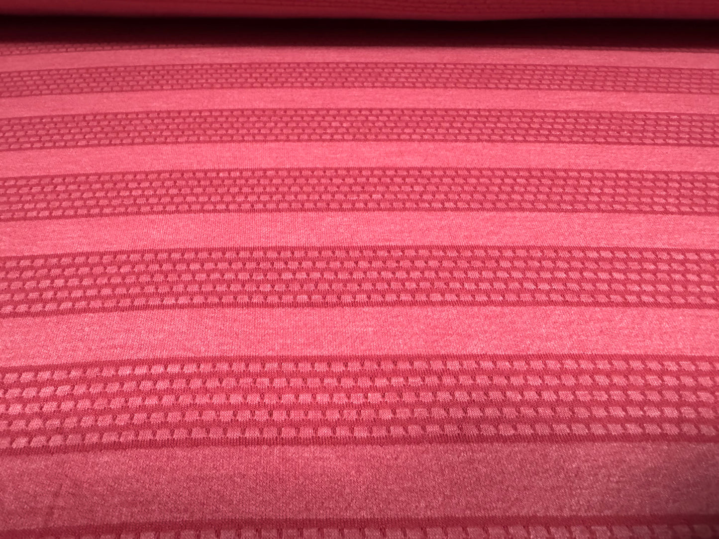 Viscose spandex stretch single jersey fabric, per metre - honeycomb stripe - raspberry pink