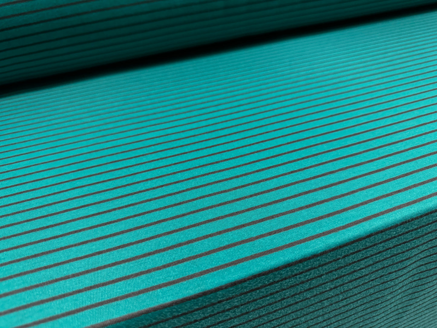 Viscose single jersey fashion fabric, per metre - stripe - jade green & nutmeg