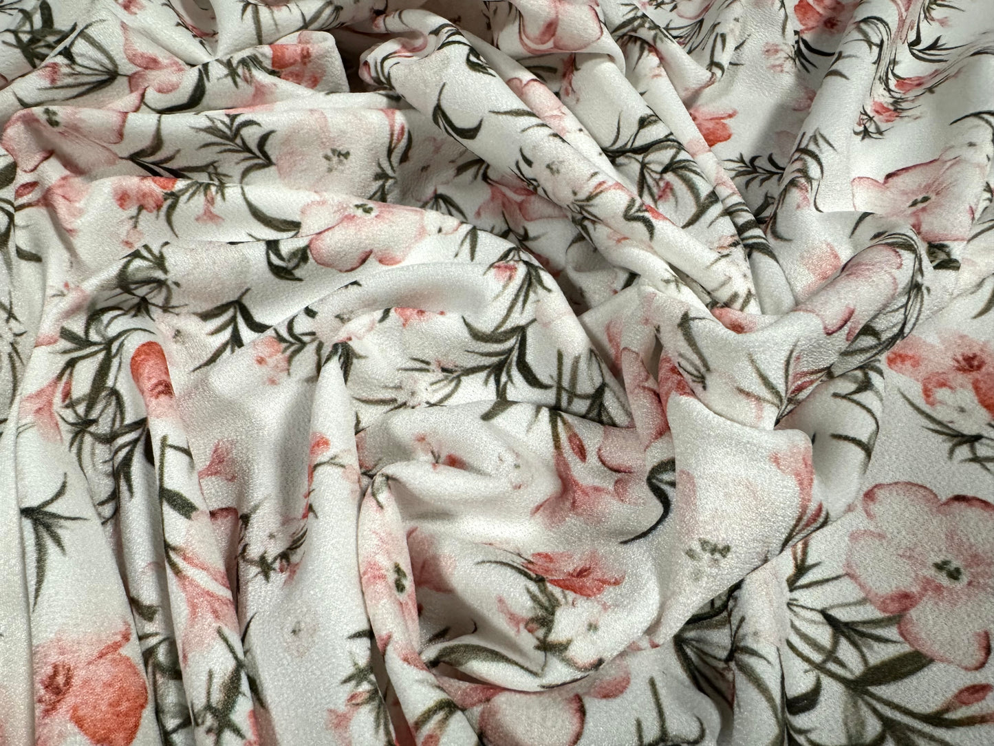 Valentino crepe stretch spandex jersey fabric, per metre - pastel flower print - ivory & pink