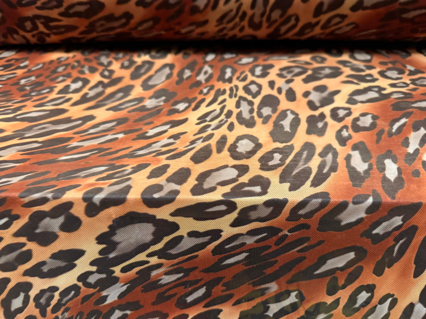 Power mesh net stretch spandex fabric, per metre - bias animal print - honey & gold