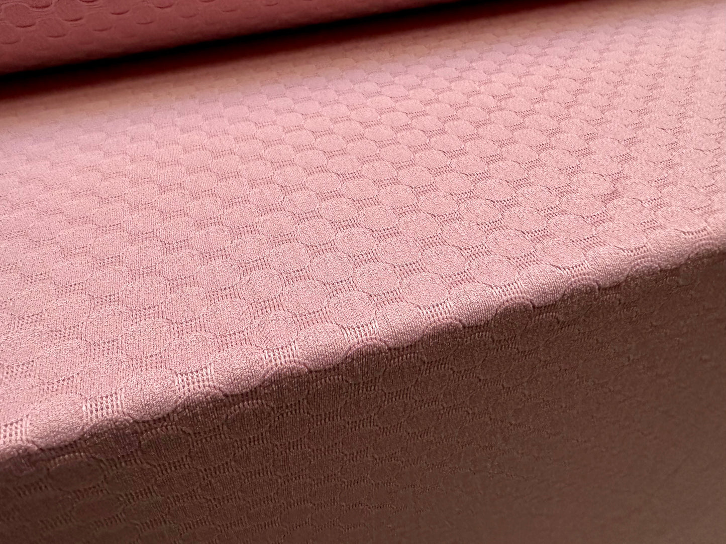 Stretch double jersey fashion fabric, per metre - circles jacquard - pink