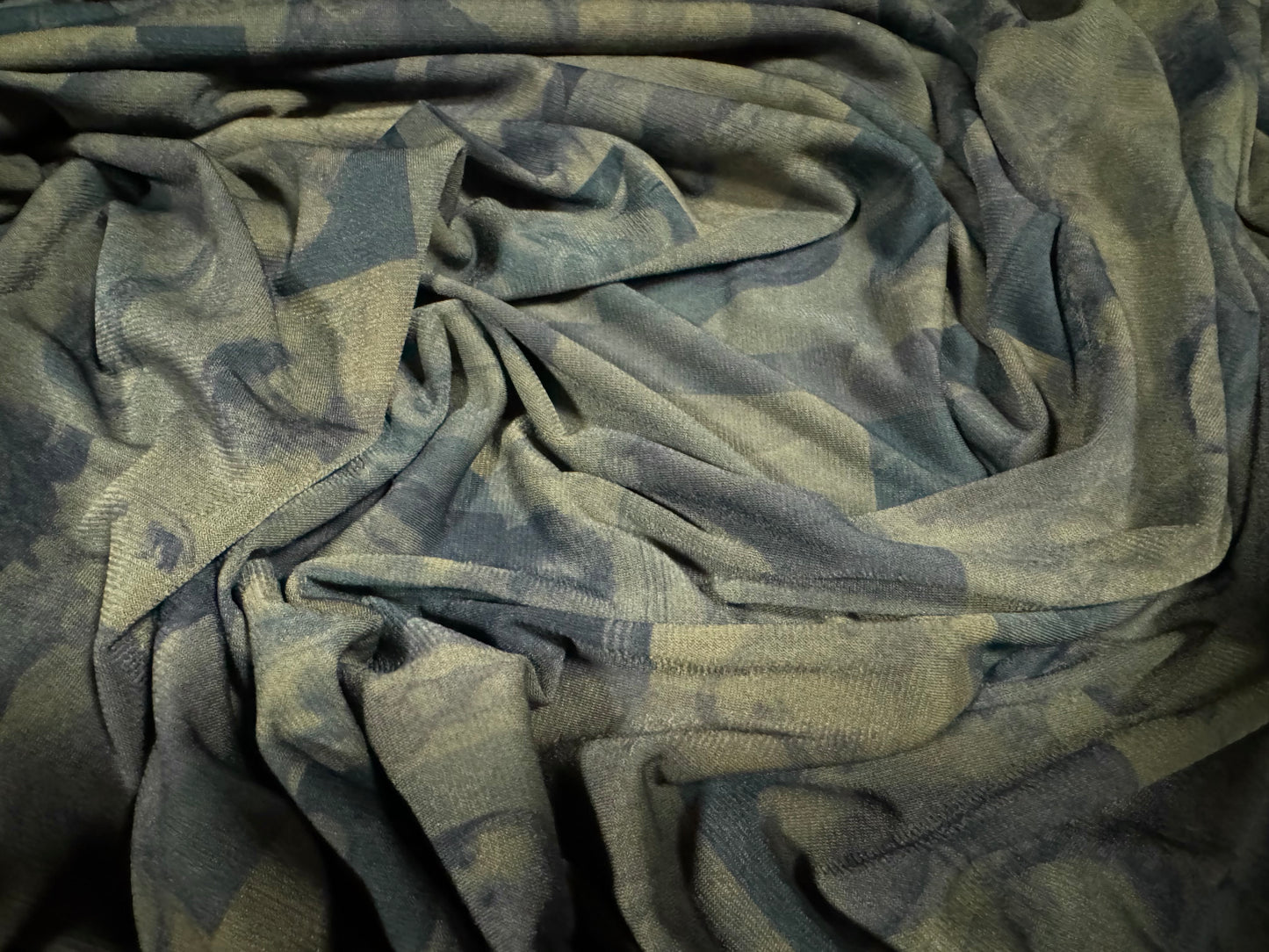 Stretch spandex single jersey fabric, per metre - classical portraits print - khaki