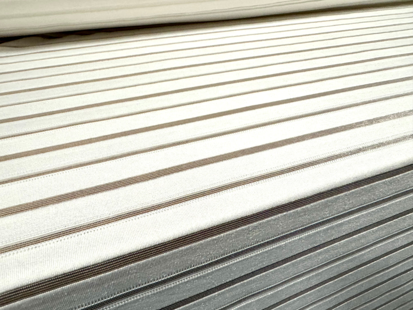 Stretch spandex rib jersey fabric, per metre - burnout stripe - cream