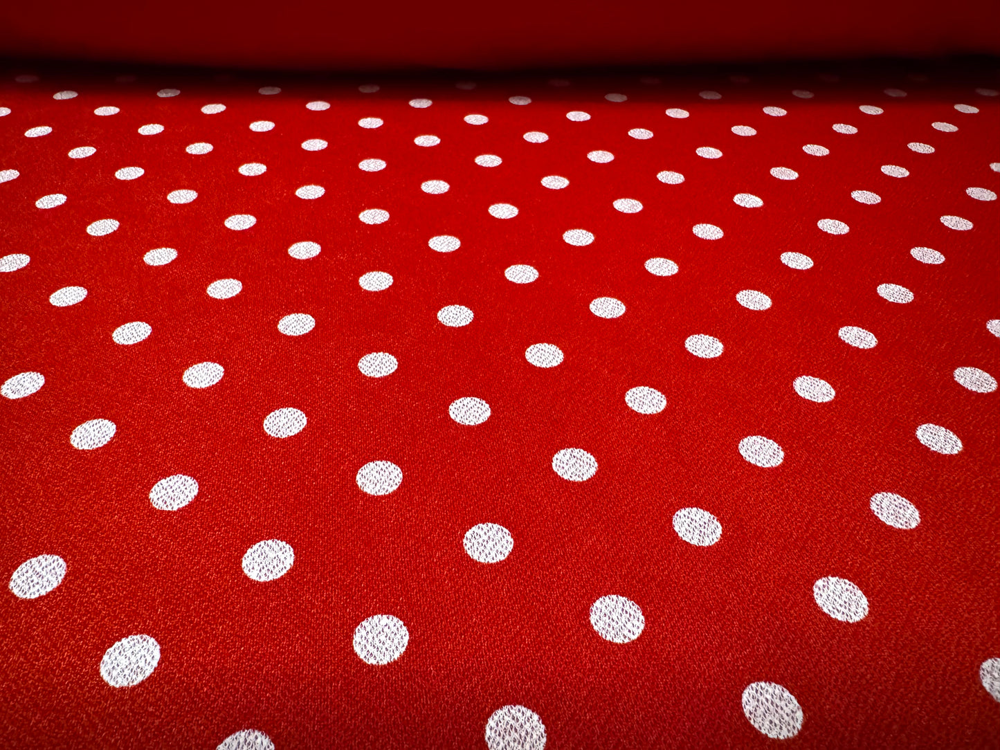 Valentino crepe stretch spandex jersey fabric - per metre - polka dot print - red & white