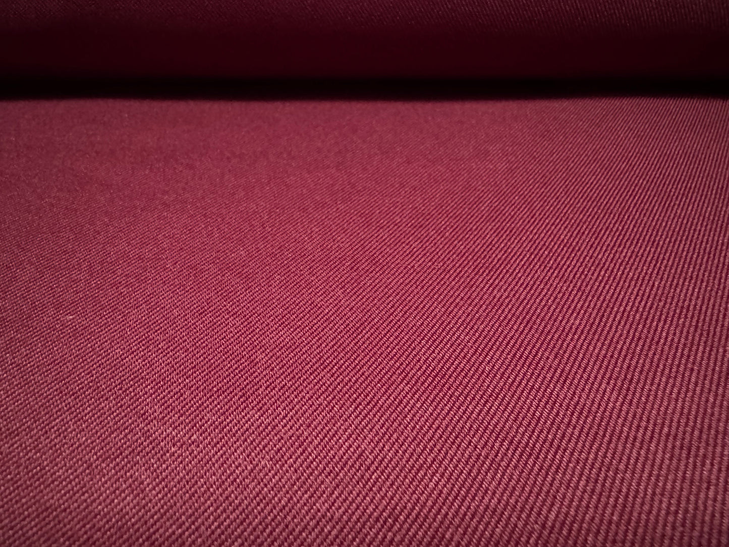 Plain weave twill trouser weight fabric, per metre - burgundy